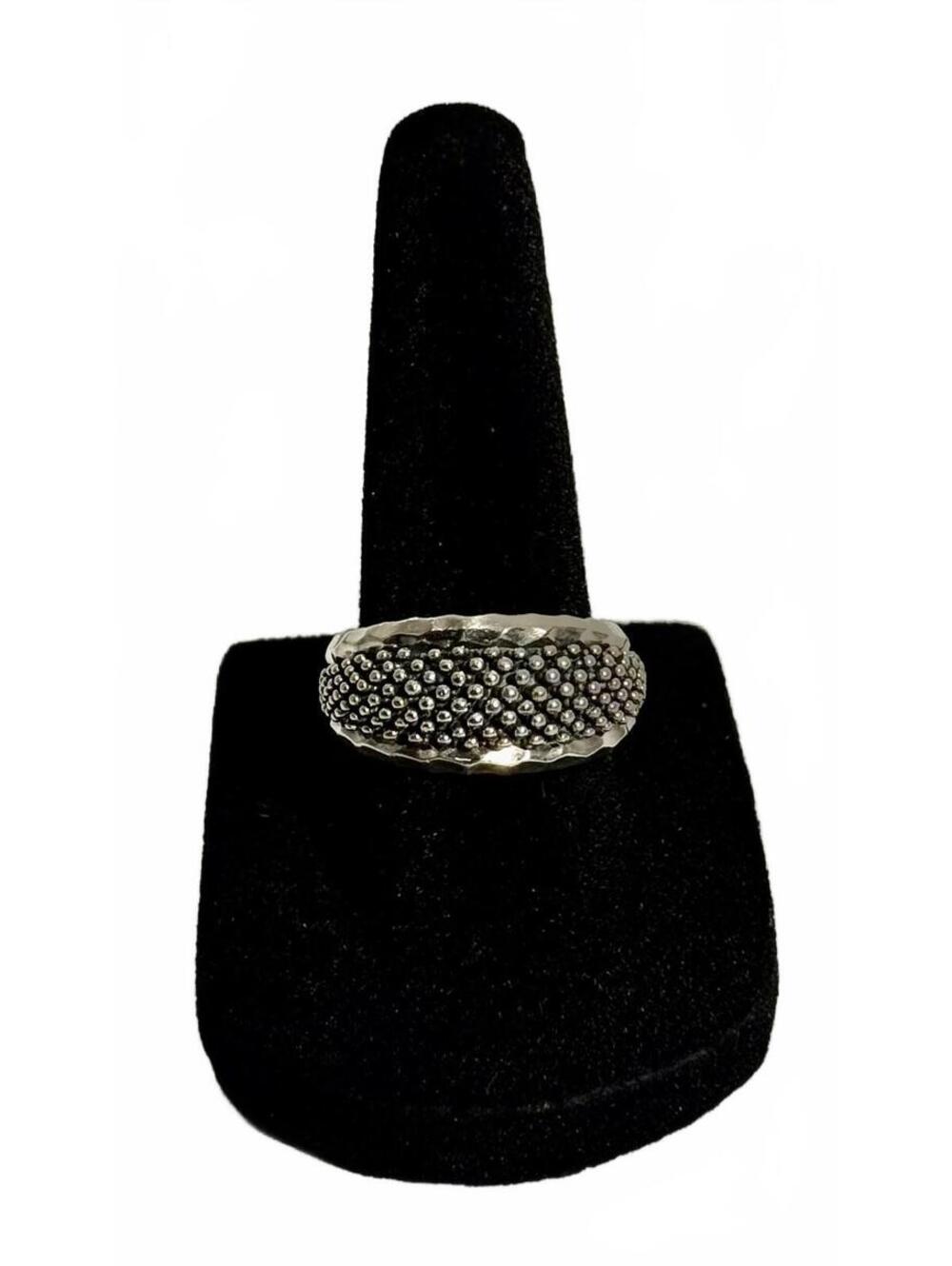 Michael Dawkins Sterling Silver Granulated Dome Band Ring with Hammered Edges